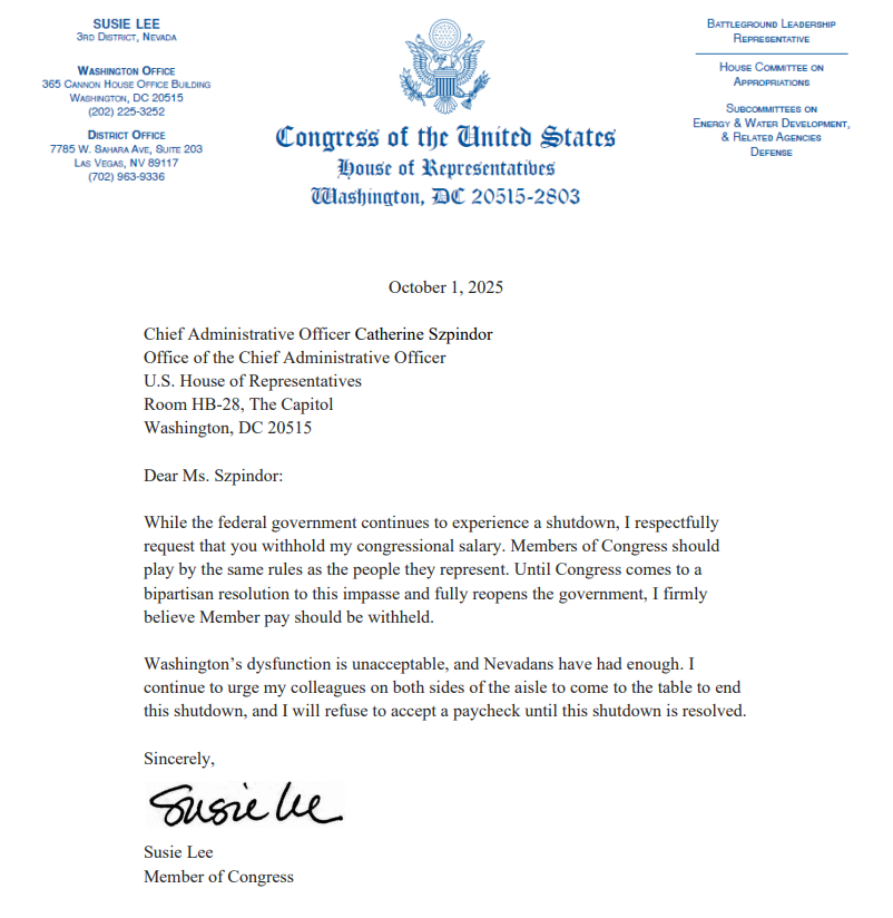 Congresista de Nevada rechaza su sueldo durante el cierre del gobierno 1 Screenshot 2025 10 01 111617
