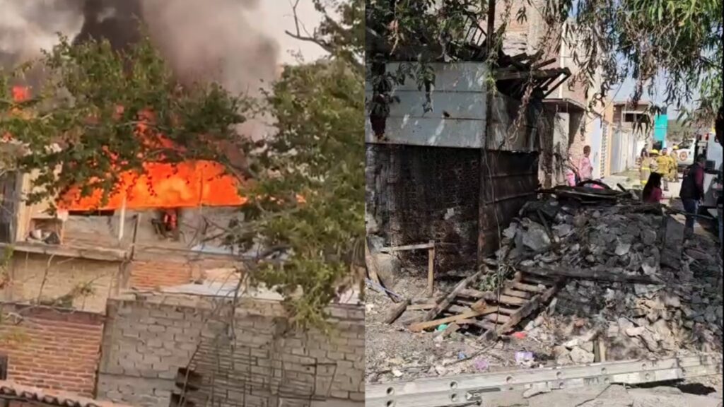 Incendio en El Salto: Casa consumida por fuego por acumulación de chatarra; familia de 5 logra escapar a tiempo