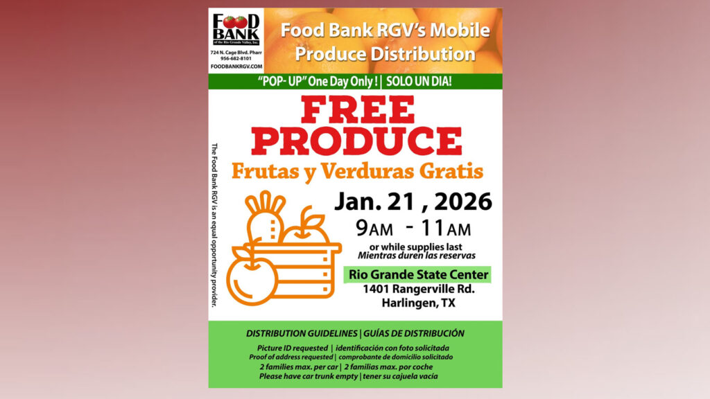 Distribución Gratuita de Frutas y Verduras por el Banco de Alimentos en Harlingen