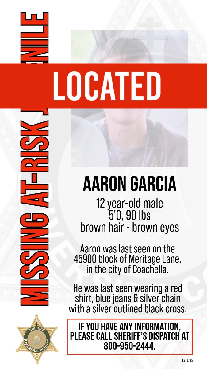 El Niño Desaparecido en Coachella, Aaron García, Es Encontrado Sano