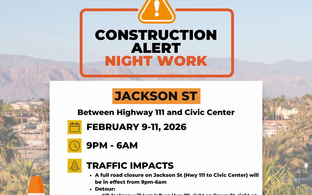 Cierre de Jackson Street en Indio por Trabajos Nocturnos: Desvíos y Recomendaciones