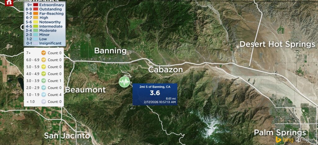 Temblor en Banning: Sismo de 3.6 sacude zona montañosa