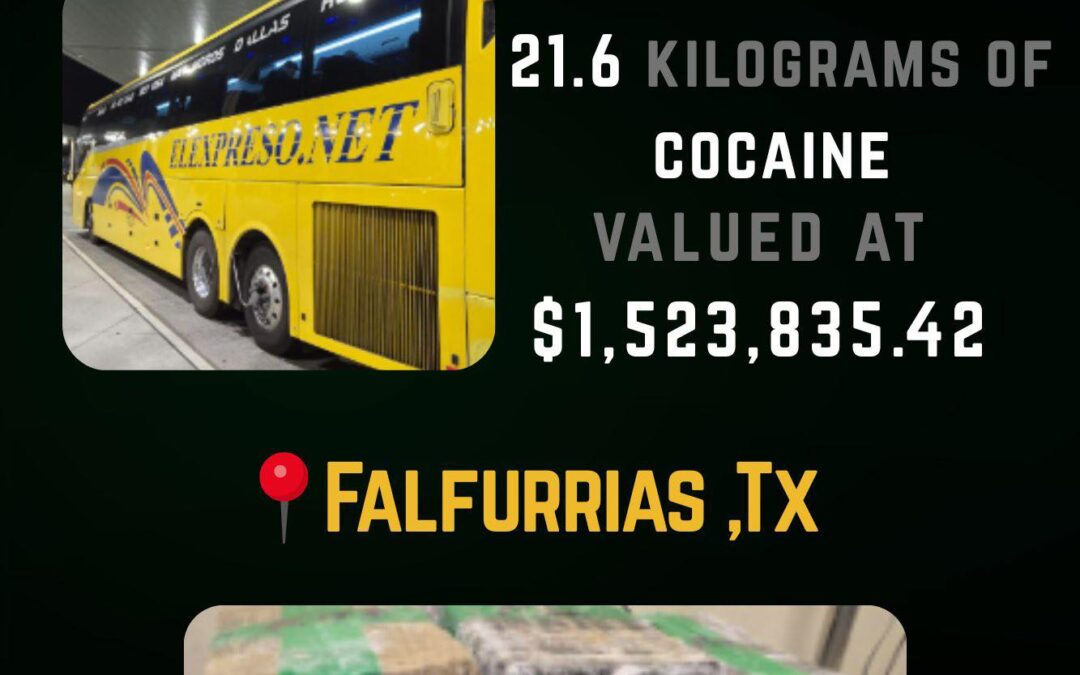 Decomiso de 21.6 Kilogramos de Cocaína por la Patrulla Fronteriza en Falfurrias
