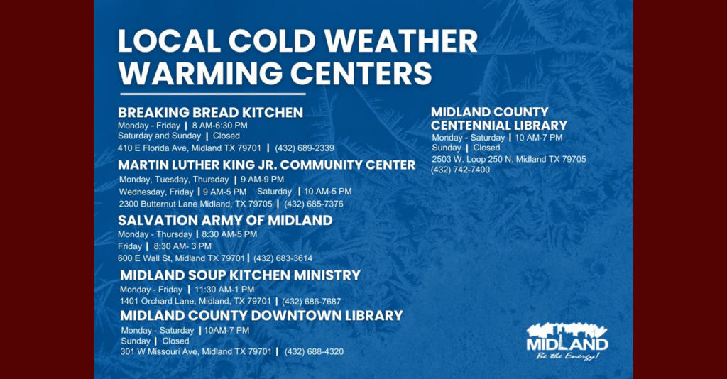 Midland Activa Centros de Calentamiento para Enfrentar la Ola Gélida