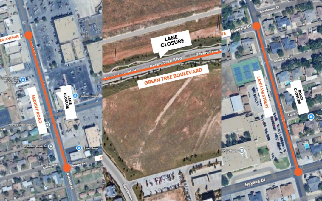 Cierres de calles en Midland por trabajos de servicios públicos programados