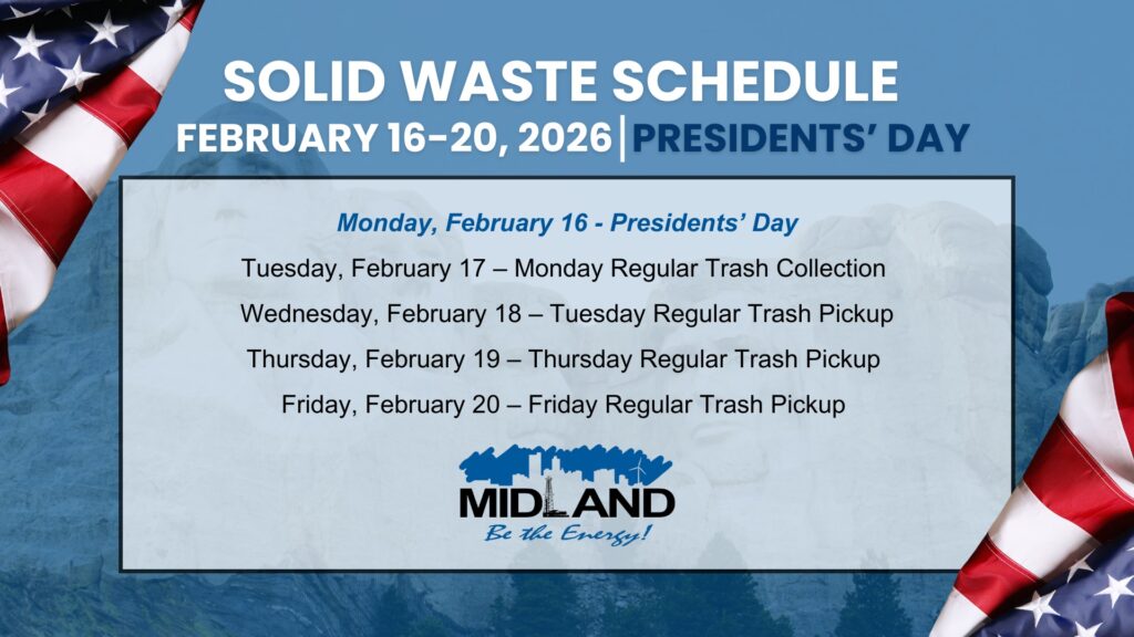Midland Ajusta el Calendario de Recolección de Basura por el Día de los Presidentes