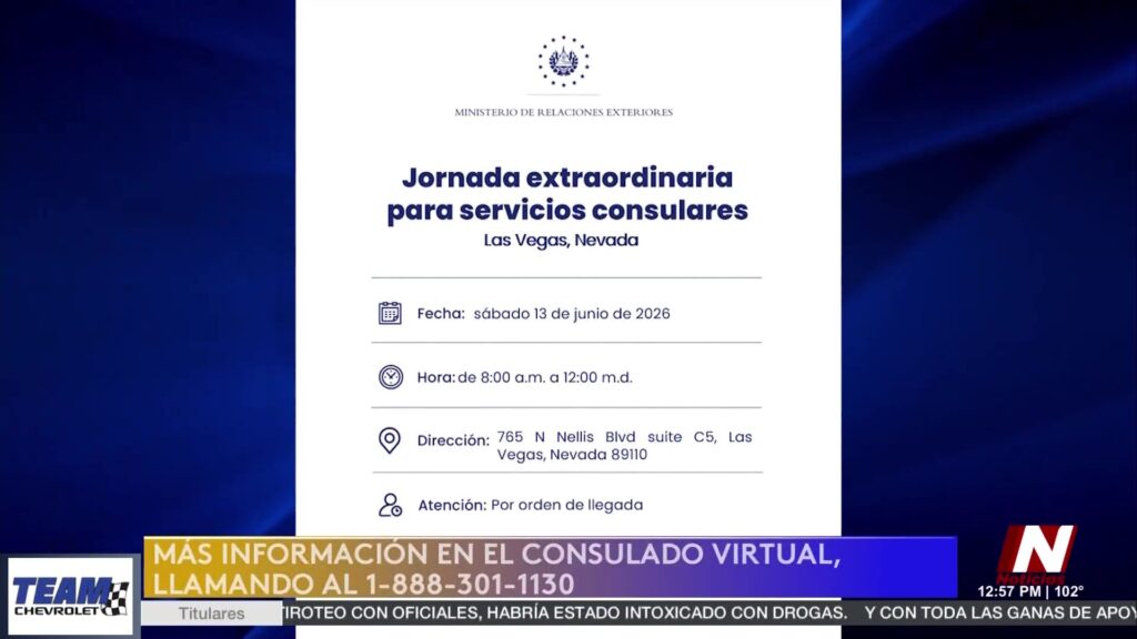 Consulado de El Salvador en Las Vegas Ofrece Jornada Consular Extraordinaria Este Sábado