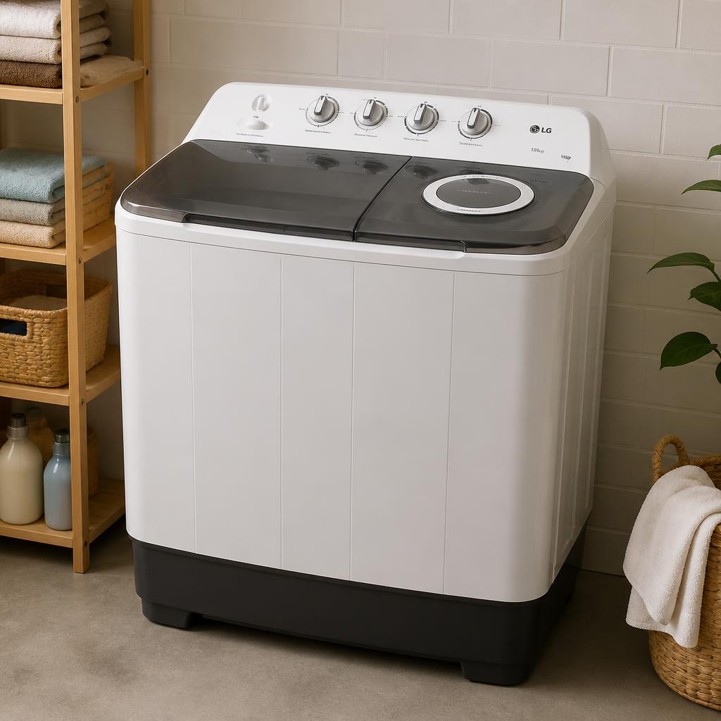 Lavadora LG de 18 kg en COPPEL: doble tina, filtro atrapapelusa y 3 ciclos