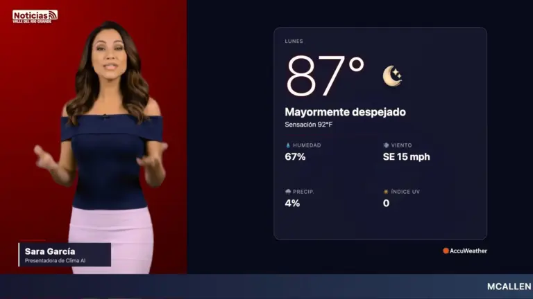 Clima en McAllen: reporte de las 10:00 PM del lunes 13 de julio