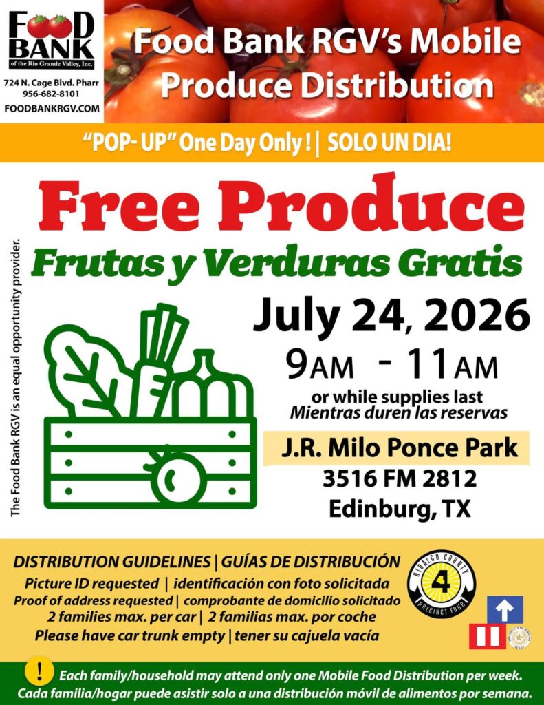 Food Bank RGV realizará distribución gratuita de frutas y verduras en Edinburg