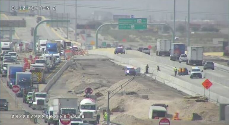 Reabren todos los carriles del I-10 en Vinton tras incendio vehicular