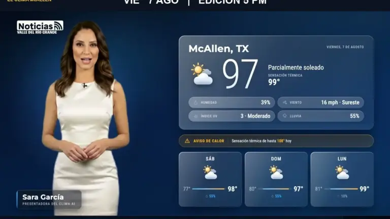 El Clima McAllen — Viernes 7 de agosto · Edición 5:00 PM