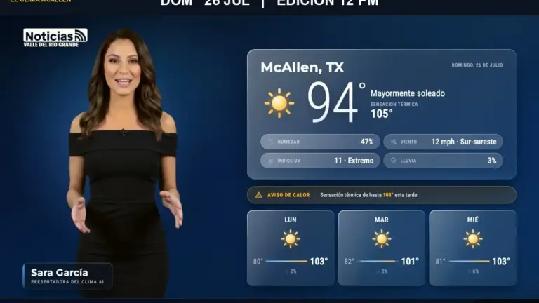 El Clima McAllen — Domingo 26 de julio · Edición 12:00 PM