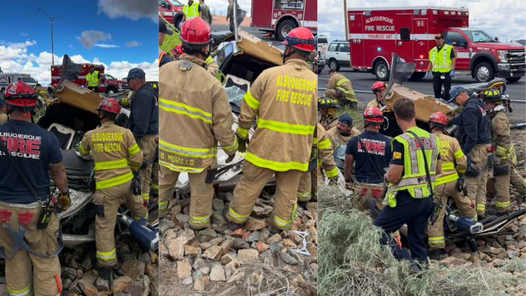 Rescatan a conductor atrapado tras aparatoso accidente en la I-40 Este y Carlisle en Albuquerque