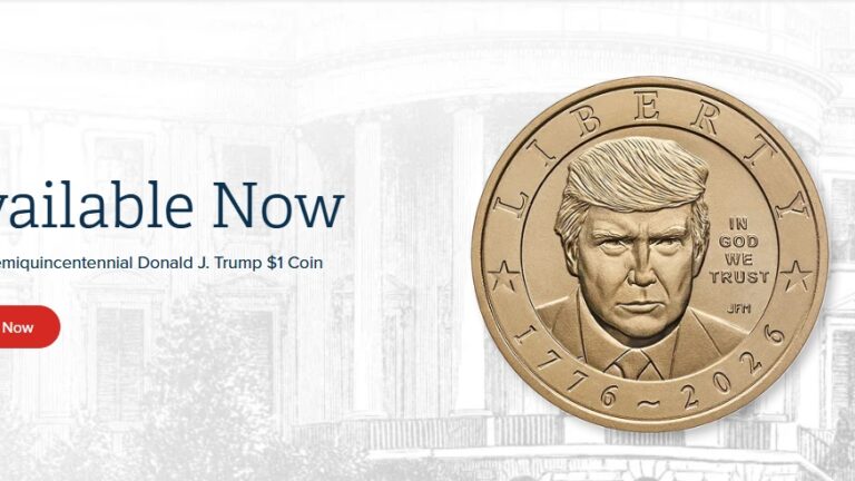 Lanzaran moneda de un dólar con la imagen de Donald Trump por los 250 años de la nación