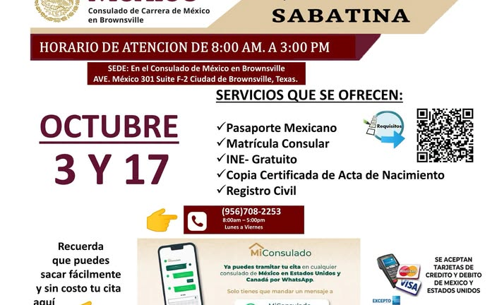 Consulado de México en Brownsville anuncia jornadas sabatinas de servicios