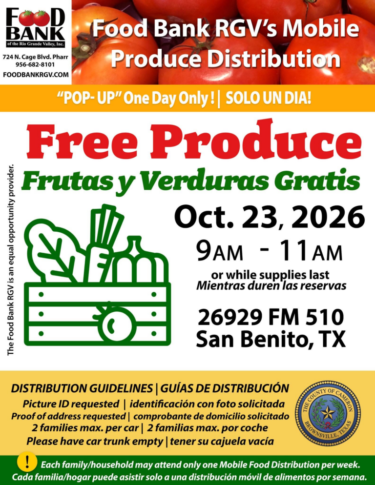 Food Bank RGV ofrecerá frutas y verduras gratis en San Benito